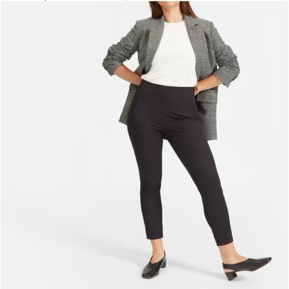 EVERLANE The Curvy Side-Zip Stretch Cotton Slim Skinny Career Pant In Black - Picture 1 of 16